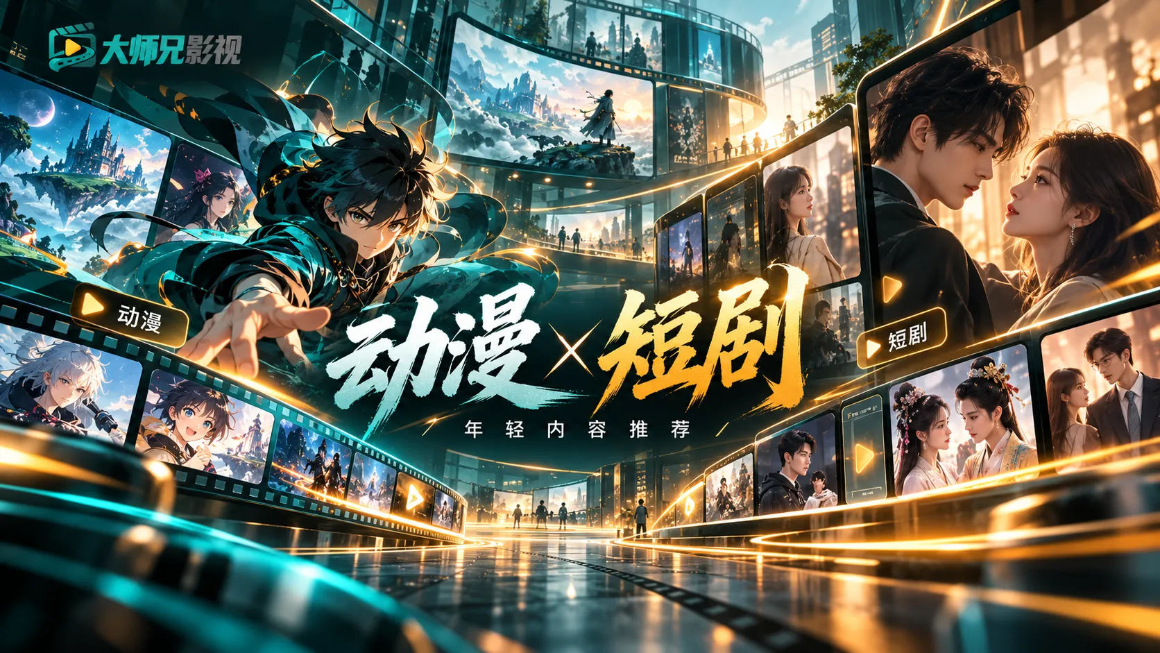 城市街景与情感短剧氛围图